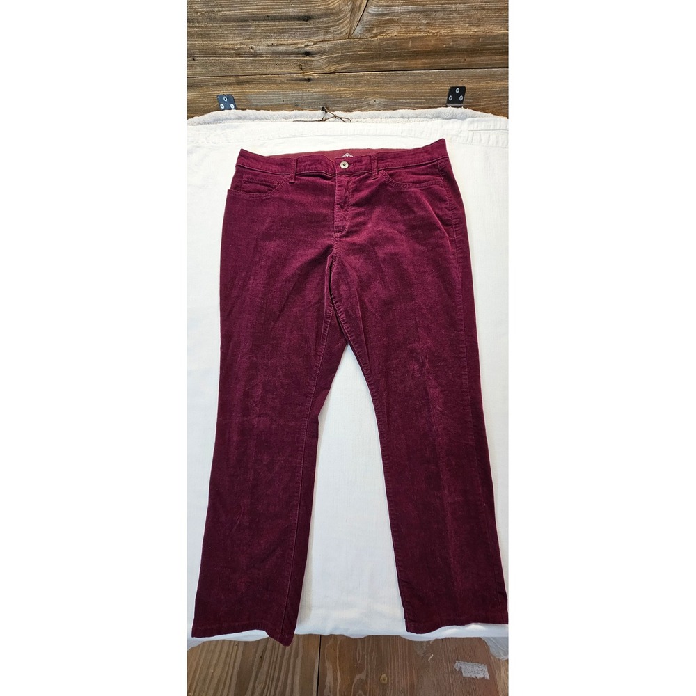 St Johns Bay Burgundy Corduroy Straight Leg Pants Womens 18P Wine Red